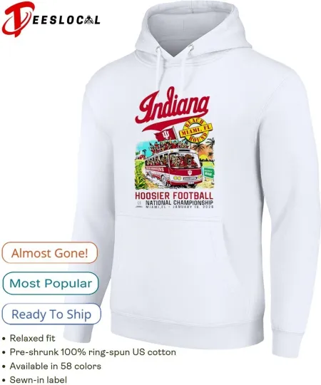Discover Hoosiers 25-26 National Championship Game Bus To Miami Hoodie