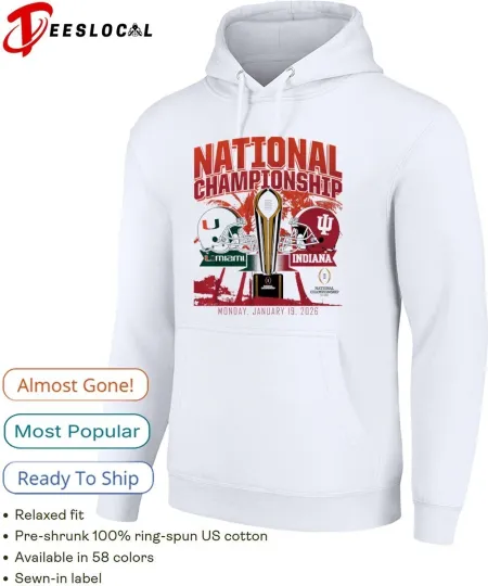 Discover Hurricanes vs Hoosiers 2026 National Championship Game Match Up Hoodie