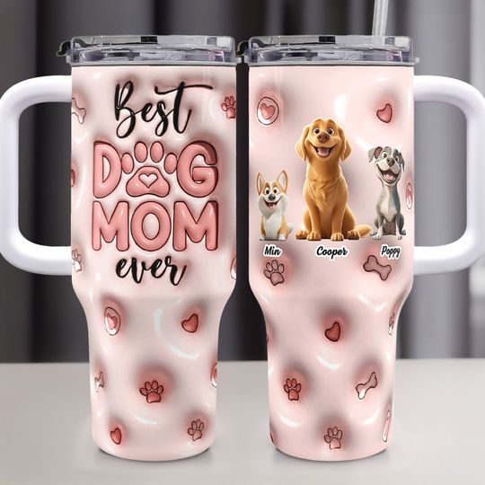 Discover Best Dog Mom Ever Inflated Print - Personalized 40oz Tumbler With Straw