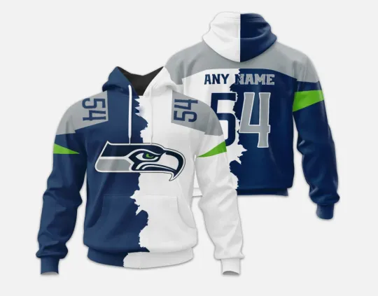 Discover Seattle Football Team Personalized Name and Number 3D Hoodie
