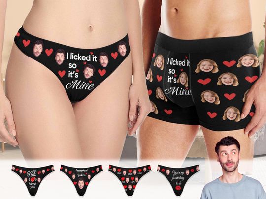 Custom Face Thong, Personalized Photo Underwear, Couple Gift