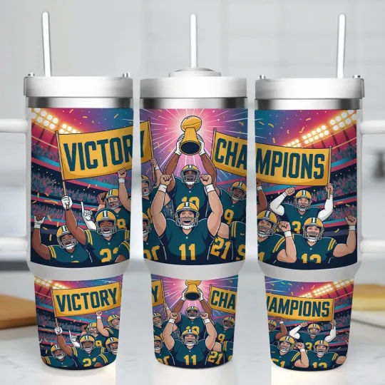 Discover 40oz Stainless Steel Tumbler, Victory Celebration Design for football Fans, Perfect f