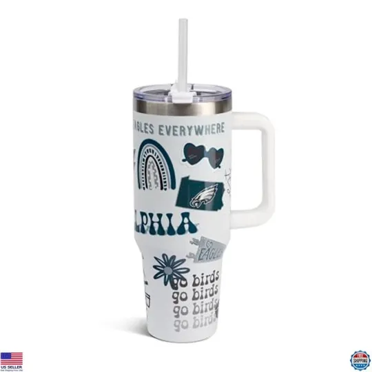 Discover football Game Day Tumbler 40oz Stainless Steel Insulated Cup with Team Logo & Straw