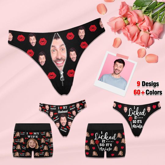 Custom Face Underwear, Personalized Couple Lingerie, Photo Gift