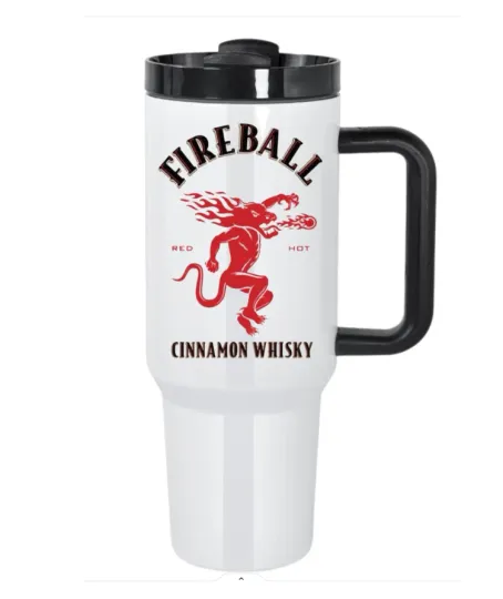 40oz STAINLESS STEEL INSULATED  TUMBLER - FIREBALL TUMBLER W/LID&STRAW