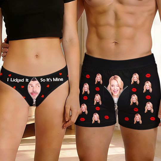 Discover Custom Couple Underwear with Face, Personalized Women Photo Thong, Men Boxer  Brief, Bridal Gifts