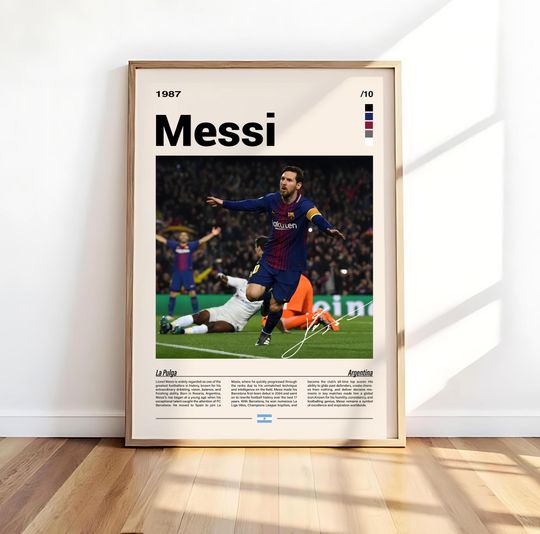 Lionel Messi Vertical Poster, Football Soccer Print, Home & Living