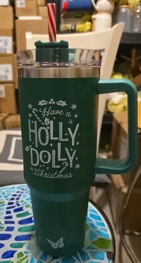 NEW Dolly Parton 40 Oz Stainless Steel Tumbler 🦋 HAVE A HOLLY DOLLY CHRISTMAS🎄