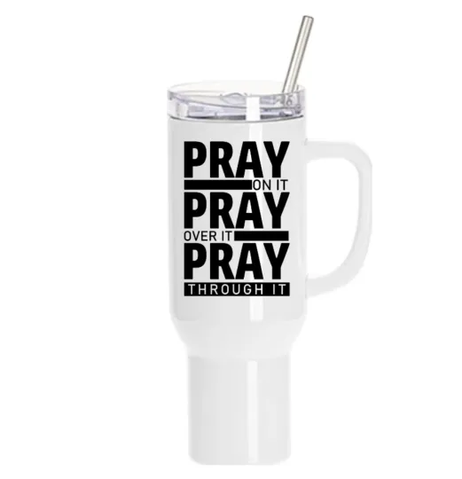 Discover 40oz STAINLESS STEEL INSULATED TUMBLER, PRAY ON IT TUMBLER , CHRISTIAN TUMBLER