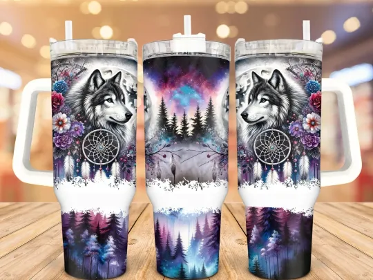 Discover Dreamcatcher Wolf 40 Oz Stainless Steel Tumbler