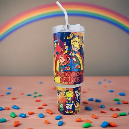 Rainbow Brite 40oz Tumbler Stainless Steel with Handle Straw