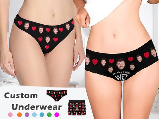 Personalized Photo Underwear, Custom Women's Thong, Bachelorette Gift