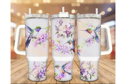 Hummingbird Lavender Stainless Steel Tumbler, 40 Oz, Personalized Gift