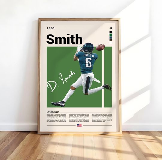 Discover DeVonta Smith Football Poster, Wall Art, Modern Sports Print, Athlete Room Decor