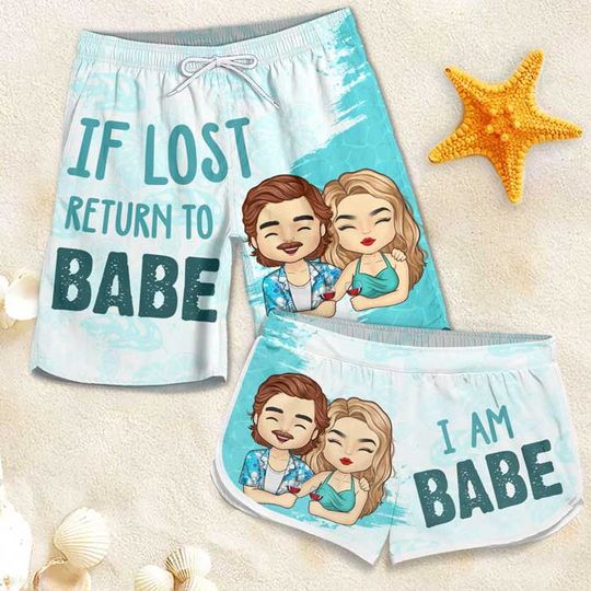 Discover I Am Babe - Personalized Couple Beach Shorts - Gift For Couples, Husband Wife