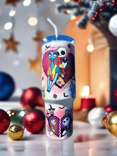 Nightmare Before Christmas 40oz Tumbler  | Stainless Steel | Shimmer Tumbler