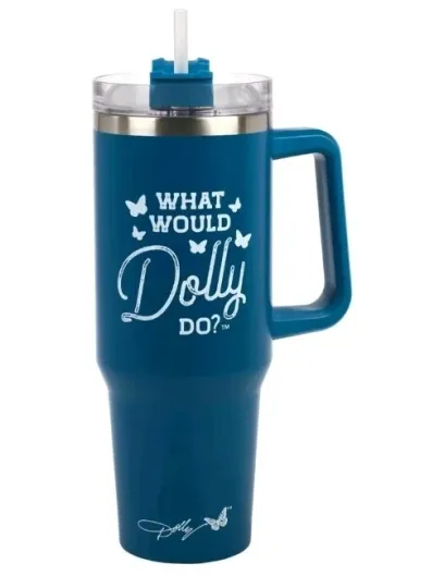 NEW Dolly Parton 40 Oz Stainless Steel Tumbler 🦋 WHAT WOULD DOLLY DO? 🦋