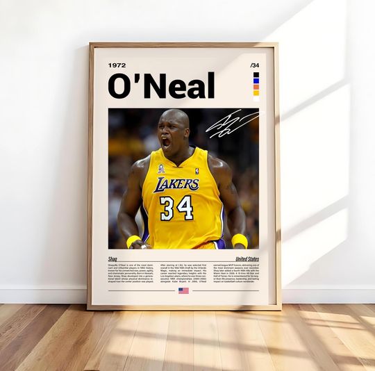 Discover Shaquille O'Neal Poster Basketball Wall Art Vertical Print