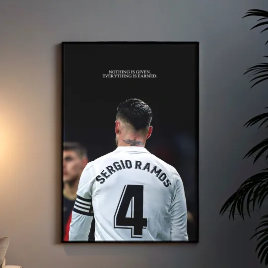 Discover Motivational Sergio Ramos Poster – Satin Sports Print for Football Enthusiasts