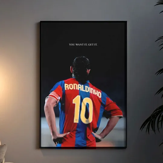 Discover Ronaldinho Satin Poster - Iconic Football for Soccer Fans and Room Decor