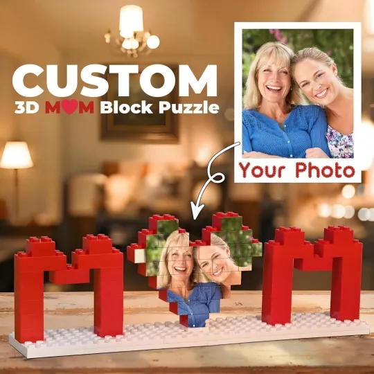 Custom Photo 3D MOM Building Brick Puzzle, Birthday and Mothers Day Gift for Mom