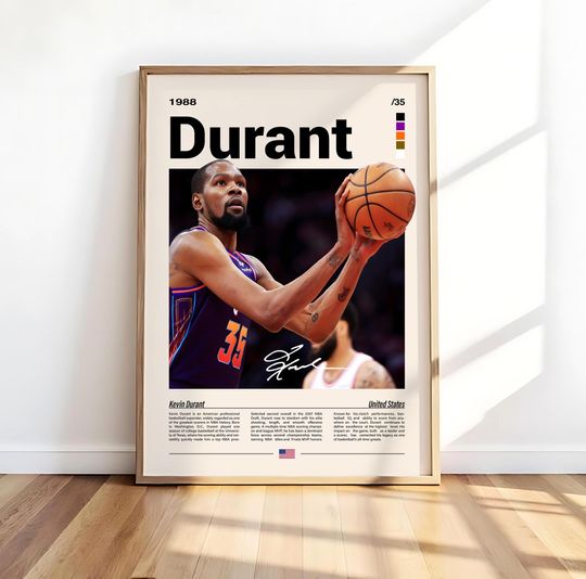 Discover Kevin Durant Poster NBA Basketball Wall Art Kevin Print
