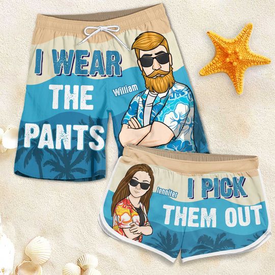 Discover I Wear Pants I Pick Them Out - Personalized Couple Beach Shorts - Gift For Couples, Husband Wife