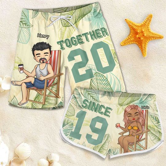 You & Me Together - Personalized Couple Beach Shorts - Gift For Couples, Husband Wife