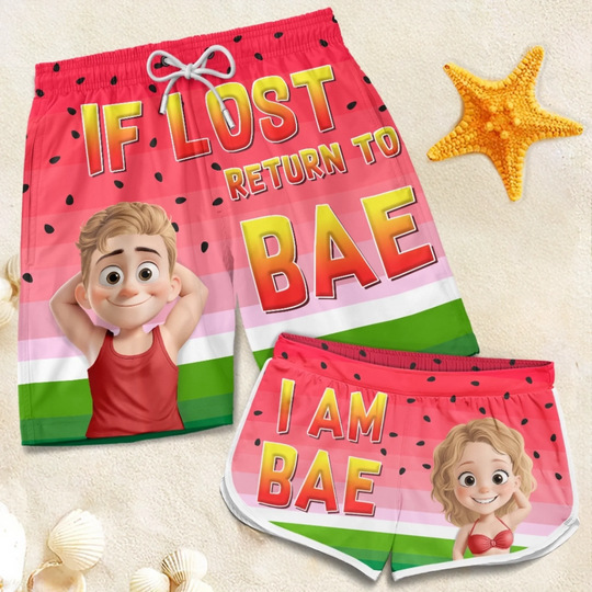 Discover Summer With My Bae - Funny Personalized Custom Tropical Hawaiian Aloha Couple Beach Shorts - Summer Vacation Gift, Birthday Party Gift For Husband Wife