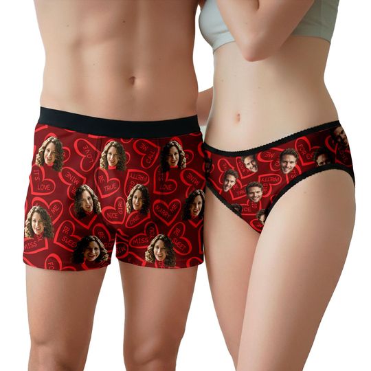 Discover Personalized Underwear Men & Women with Photo, Funny Matching Underwear Couple, Custom Face Boxer Briefs, Valentine's Day Gifts