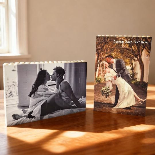 Discover Custom Photo Building Blocks for Couples, Engaged, Wedding, Anniversary, Romantic, Valentine, Keepsake, Personalized for Husband Bday Gifts