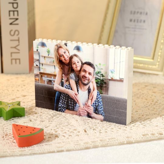 Personalized Picture Printing Building Blocks Bricks, Custom Photo Blocks Jigsaw Puzzle, Memory Ornament, Gift for Him, Fathers Day Gift