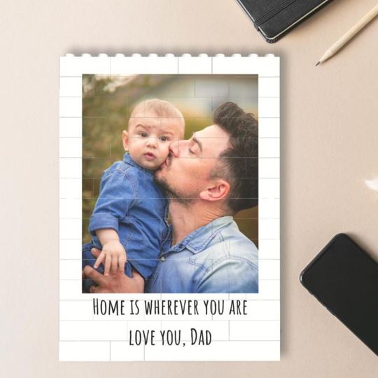 Personalized Photo Building Blocks, Custom Custom Photo Brick Puzzle, Rectangle Building Block Photo Gift, Father's Day Gift