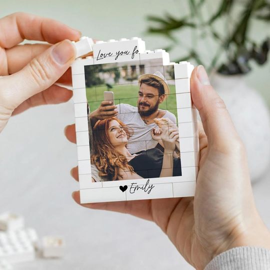 Custom Couple Brick Photo Block, Couple Puzzle Photo Gift, Valentines Day Gift For Boyfriend Girlfriend, Anniversary Gift For Husband