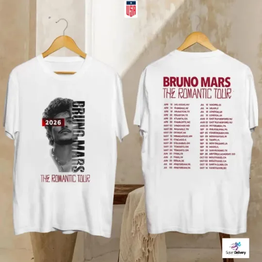 Discover New Arrival Bruno Mars 2026 Tour Bruno Mars the Romantic Tour Unisex T-Shirt