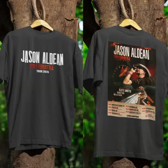 Discover Jason Aldean Full Throttle World Tour 2026 T Shirt, Country Concert Tee