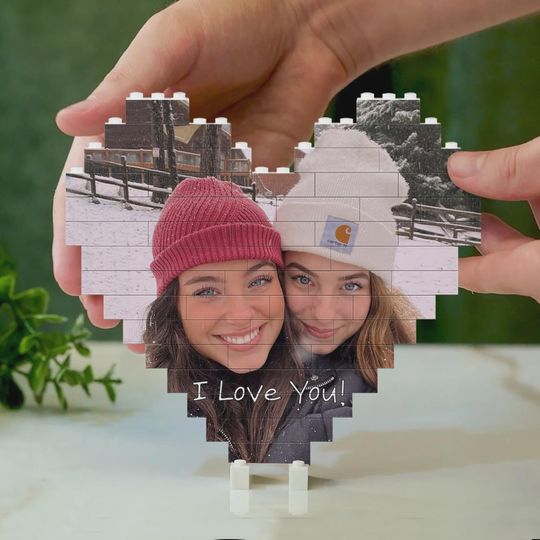 Custom Building Brick -Personalized Photo Block Puzzle - Valentines Day Gifts for Friends, Fathers Day Gift, Pictures Blocks That Turn, Cute