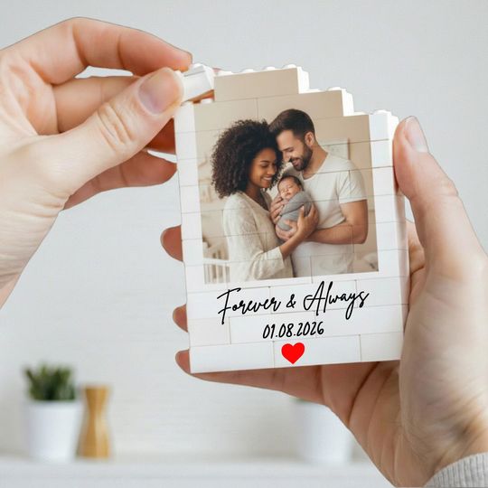 Custom Photo Building Block Heart: Personalized Valentine's Gift or Anniversary Keepsake