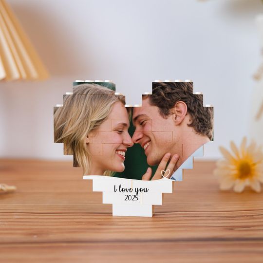 Personalized Heart Photo Building Block, Picture Building Block, Brick Puzzle, Gifts for Boyfriend/Girlfriend, Valentine Gift for Couples
