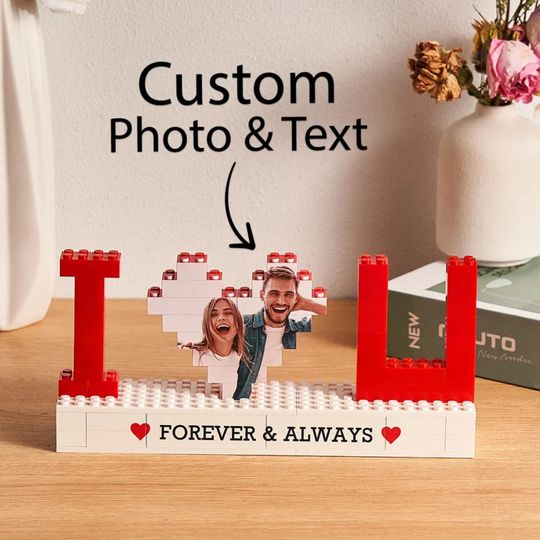 Personalized Photo Building Brick Puzzle: I Love You Gift