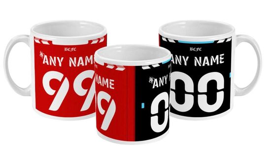 Discover Bristol City Theme Personalised Championship Football Shirt 11oz Mug Gift