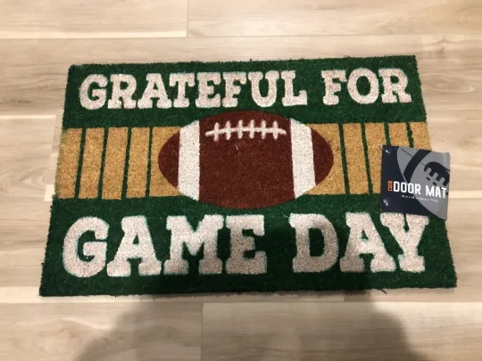 Discover football FOOTBALL GRATFUL FOR GAME DAY Welcome coir Mat entry Door mat new