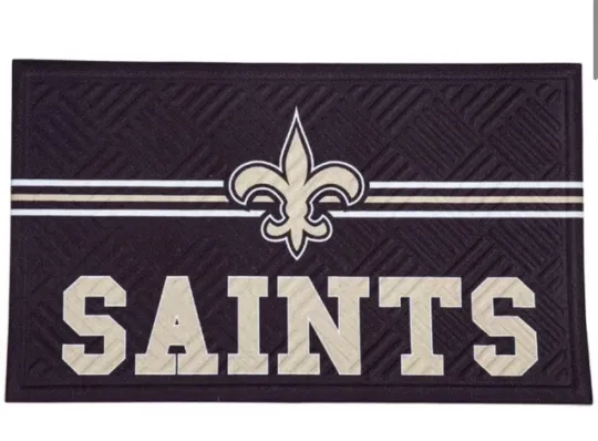 New Orleans Saints Embossed Cross Hatch Door Mat by Evergreen football 30”