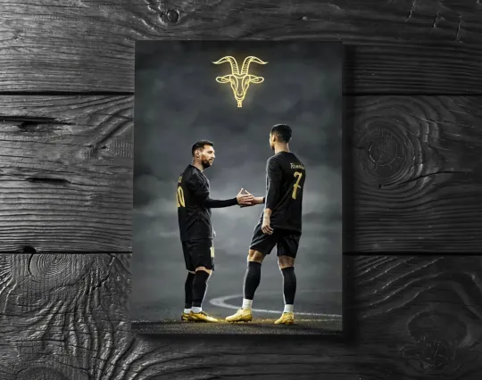 Discover Cristiano Ronaldo and Lionel Messi Football Soccer Player Goat Poster - No Frame