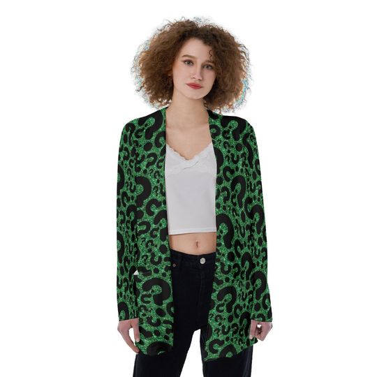 Question Mark Print | Riddle me this print | Say What | Costume Cosplay | Any occasion wear | All-Over Print Women's Patch Pocket Cardigan