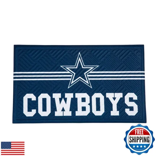 Discover Team Sports America football Entrance Doormat | 28 x 16 Inches | Embossed Cross Ha