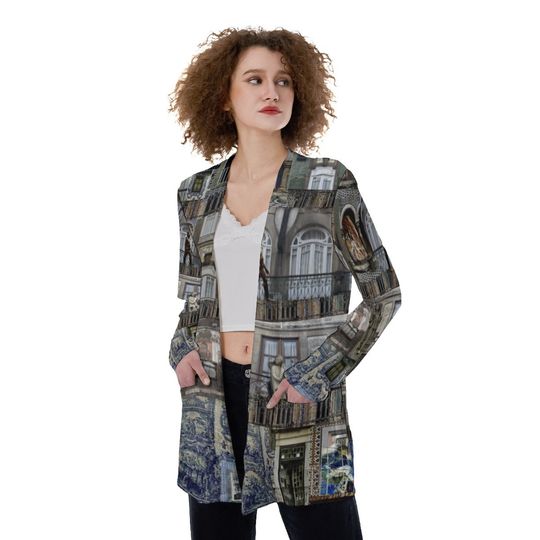 All-Over Print Women's Patch Pocket Cardigan