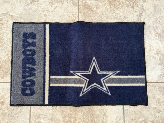 🏈 Dallas Cowboys Area Rug/Doormat – football – Navy Blue & Gray