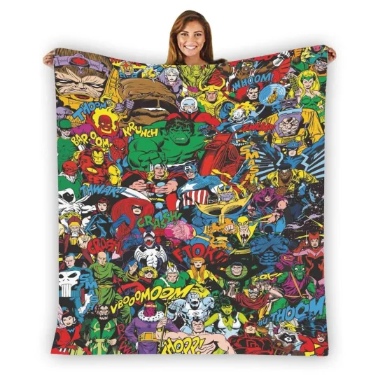 Discover Marvel Heroes Classic Stripe Warm Printing Fleece Blanket