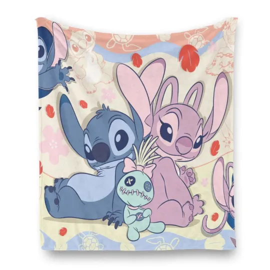 Discover Stitch And Angel Couple Soft Warm Printing Fleece Blanket